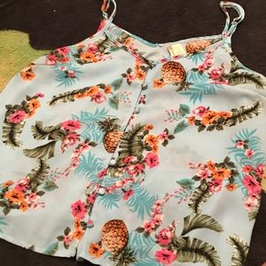 Pineapple floral tank top